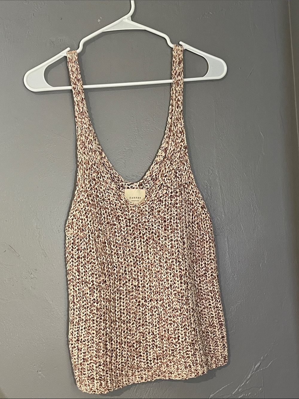 Harper Marled Beige & Brown Knit Tank